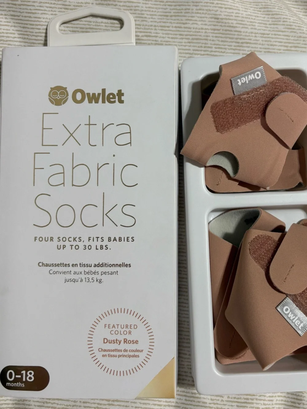 Owlet Dusty Rose Extra Fabric Baby Socks – 4 Pack